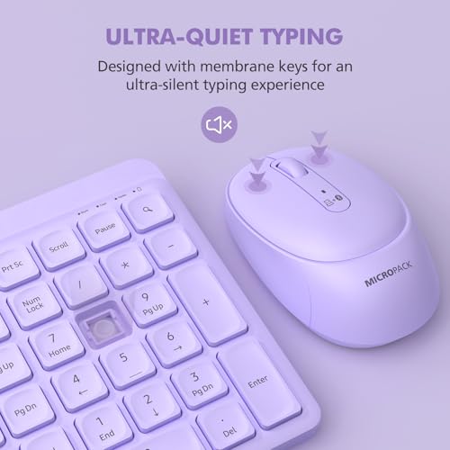 Purple Wireless Keyboard and Mouse Combo for Desktop Mac iPad Bluetooth 2.4 Ghz Rechargeable Slim Silent Click with Number Pad Compatible with Pc, Laptop, Tablet (Purple) - color: Purple