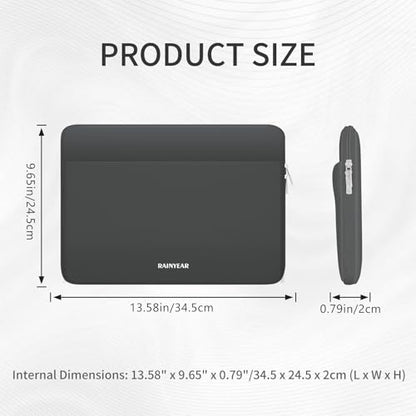 RAINYEAR Laptop Sleeve Case 13.3 Inch, Protective Portable Case with Front Pocket, Briefcase Handbag Laptop Bag Compatible with 13.3-14 Inch Laptop PC, 14 Inch MacBook Pro M5 M4 M3 M2 M1, Gray - color: Gray, size: 13.3-14 inch