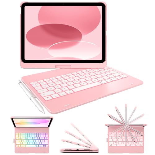 typecase Flexbook iPad A16 11th & 10th Gen Keyboard Case, Light Pink | Fits iPad A16 11-inch 2025 & 10th Gen 10.9-inch 2022; trackpad-free typing, long battery, 360° hinge, 11-color backlit - color: Light Pink