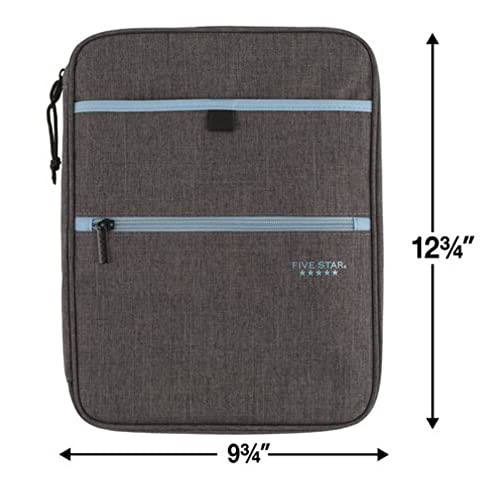 Five Star Zipper Binder, 1 Inch 3-Ring Binder with Round Rings, Carry-All with Pockets and 4-Tab Dividers, 375 Sheet Capacity, Gray/Mint (29092BH0) - color: Gray/Mint