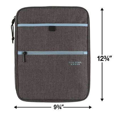 Five Star Zipper Binder, 1 Inch 3-Ring Binder with Round Rings, Carry-All with Pockets and 4-Tab Dividers, 375 Sheet Capacity, Gray/Mint (29092BH0) - color: Gray/Mint