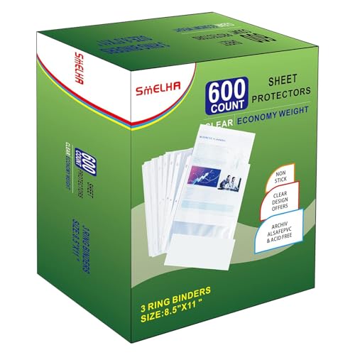 Sheet Protectors 600 Page,Page Protector 8.5" x 11" ，Upgraded Thick Material,for 3 Ring Binder, Top Loading Paper Protector with Reinforced Holes,Holds Multiple Sheets - size: 600 PACK