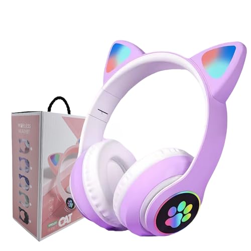 Kids Bluetooth Headphones, Kids Wireless Headphones with Microphone, HiFi Stereo Foldable Lightweight Headset (Lilac) - color: lilac