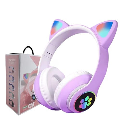 Kids Bluetooth Headphones, Kids Wireless Headphones with Microphone, HiFi Stereo Foldable Lightweight Headset (Lilac) - color: lilac