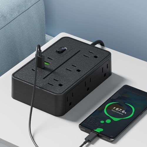 High Speed with 78 Inch Cord USB C PD Desktop Power Strip 10 Port Multi Outlet for Office Home Charging