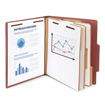 Blue Summit Supplies 10 Red Classification Folders, 3 Dividers, Letter Size with 2 Inch Expansions, 8 Section Brick Red Classification Folder, 10 Pack