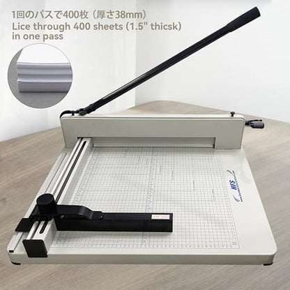 HFS(R) Heavy Duty Guillotine Paper Cutter 400 Sheet Capacity | Solid Steel Construction (A3-17'' paper cutter) - size: A3-17''
