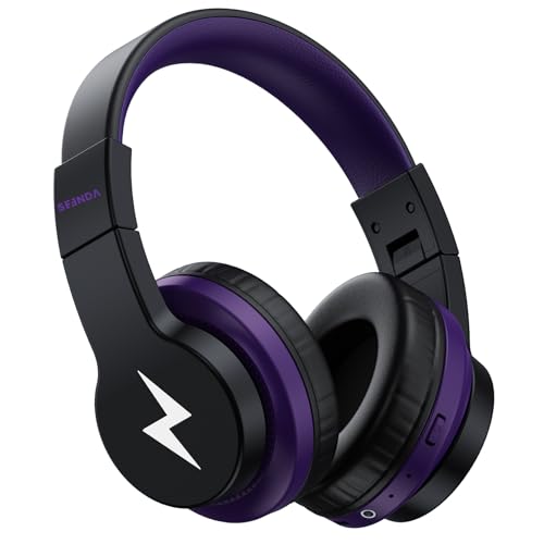 seenda Kids Bluetooth Headphones, JCH-01 Kids Wireless Headphones for School, 85/94dB Volume Limited, 45H Playtime, 3 Lighting Modes, Built-in Mic Headset with Aux Cord,Black&Purple - color: Black&Purple
