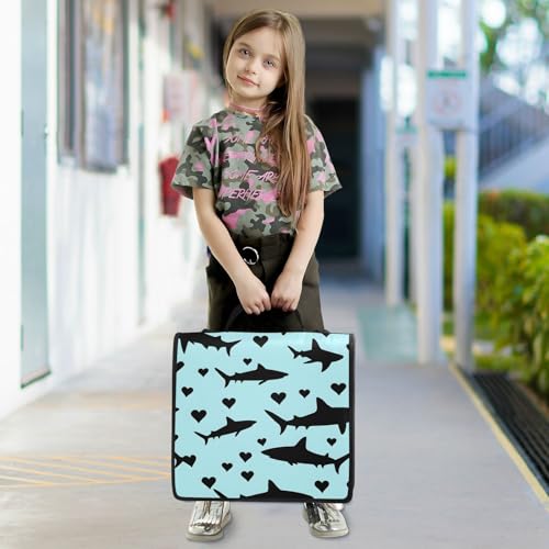 3 Ring Zipper Binder With Shoulder Strap Documents Storage Organizer Animal Dog - color: White Shark Pattern
