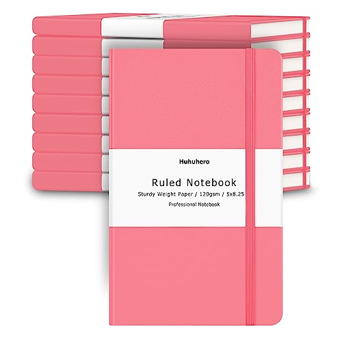 Huhuhero Notebooks Journal, Ruled Notebook, Premium Thick Paper Lined Journal, Black Hardcover Notebook for Office Home School Business Writing Note Taking Journaling, 5"×8.25" (10, Pink) - color: Pink, size: 10