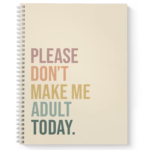 Gotcha Covered Notebooks Softcover No Adulting 8.5" x 11" Funny Spiral Notebook/Journal, 120 Checklist Pages, Durable Gloss Laminated Cover, White Wire-o Spiral. Made in the USA - color: No Adulting