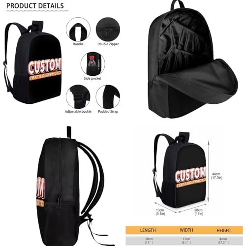 Customization Backpack School Set 3Pcs with Lunch Box Pencil Case Sports Bookbag Back Pack Lightweight Casual Daypacks for Elementary Primary Middle School - color: A-custom