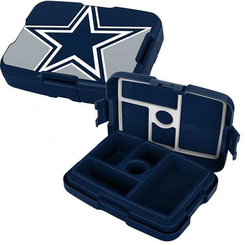 FOCO NFL Unisex-Adult Officially Licensed 2-Tone Big Logo Team Color Football Leak Proof 5 Compartment Bento Lunch Box - Dallas Cowboys - color: Dallas Cowboys