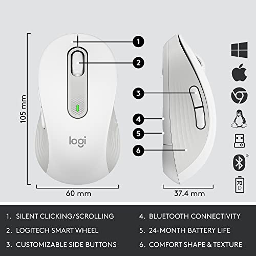 Logitech Signature MK650 Combo for Business Keyboard and Mouse - Off-White | Logi Bolt, Bluetooth, SmartWheel, for Business, Globally Certified, Windows/Mac/Chrome/Linux - color: Off White, style: Combo w. Small Mouse