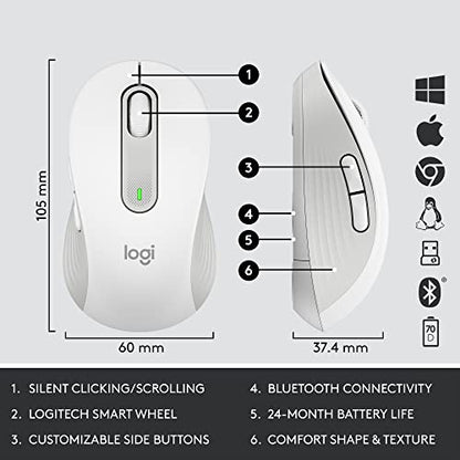 Logitech Signature MK650 Combo for Business Keyboard and Mouse - Off-White | Logi Bolt, Bluetooth, SmartWheel, for Business, Globally Certified, Windows/Mac/Chrome/Linux - color: Off White, style: Combo w. Small Mouse