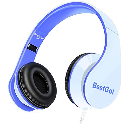 Kids Headphones for Kids with Removable Cord volume Limited 95dB W/Blue | Children's headphones, perfect and comfortable - color: White/Blue