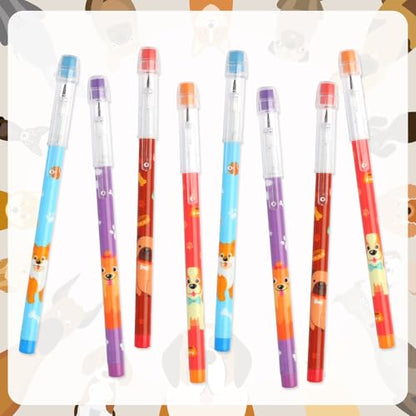 Kolewo4ever 48pcs HB Dog Pencils Kawaii Cute Multipoint Pencil Push Translucent Non Sharpening Stackable Pencils Pop Up Plastic Pencil for Classroom Rewards Carnival Prizes (Dog)