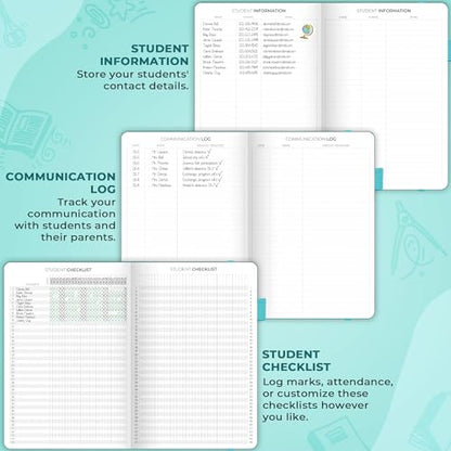 Clever Fox Teacher Planner, School & Homeschool Book, B5 Size Turquoise | Undated, 7x10, lay-flat binding, heavy-duty hardcover, teacher lesson weekly & daily planner, homeschool supplies - color: Turquoise, size: Smaller than A4 (7″ x 10″)