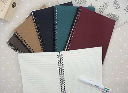 Yansanido Spiral Notebook, 6 Pcs A5 Craft Softcover 8mm Ruled 6 Color 60 Sheets -120 Pages Journals for Study and Notes(6 color)