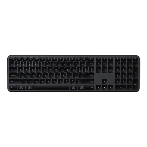 Satechi Slim EX3 Wireless Keyboard, Bluetooth & 2.4 GHz, Space Black | Full-size with numpad, instant OS key remap, rechargeable battery, for macOS, Windows, Android - color: Space Black, size: Keyboard