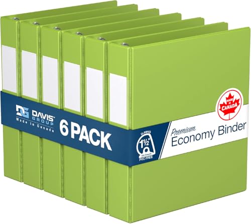 Premium Economy 6-Pack 3-Ring Binders for School or Office, D-Ring Binders, 1.5 Inch, Lime Green - color: Lime Green, size: 1.5 Inch