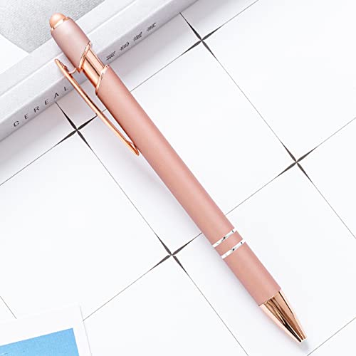 PASISIBICK 12 Pieces Rose Gold Ballpoint Pen with Stylus Tip, 2 in 1 Rose Gold Stylus Pens Stylish Pen, Metal Stylus Pen for Touch Screens, 1.0 mm Black Ink(Pack of 12) - color: 12 Pcs Rose Gold Stylus Pens
