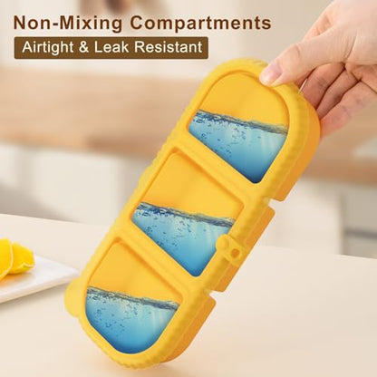 Silicone Reusable Snack Containers with Lids, 4 Pack 3 Compartment Bento Snack Boxes, Leakproof Food Storage Containers for Meal Prep, Lunch, Fruits, Kids & Adults, Dishwasher Safe - color: 3-Compartment (4-Pack)