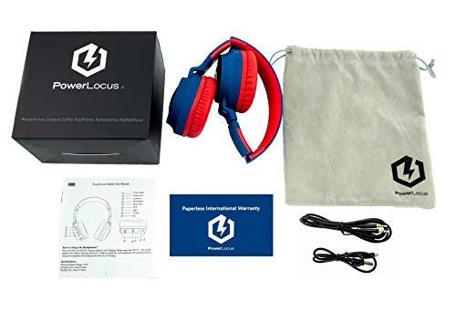 PowerLocus Kids Headphones Wireless, Bluetooth Headphones for Kids Over Ear, LED Lights, 85dB Safe Volume Limit, Foldable, Micro SD Mode, Built-in and Line-in Microphone for Phones,Tablets,Laptop - color: N-Red
