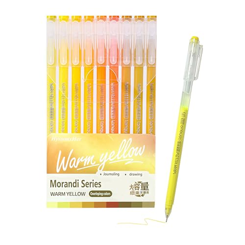 9 Colored Gel Pens Set, 0.6mm Fine Point for Black Paper & White Paper, Pens for Journaling, Adult Coloring Books, Bible, Drawing, Note Taking, Art & Journaling Supplies (Gentle Yellow) - color: Gentle Yellow