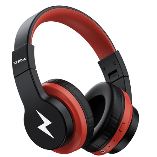 seenda Kids Bluetooth Headphones, JCH-01 Kids Wireless Headphones for School, 85/94dB Volume Limited, 45H Playtime, 3 Lighting Modes, Built-in Mic Headset,Black&Red - color: Black&Red