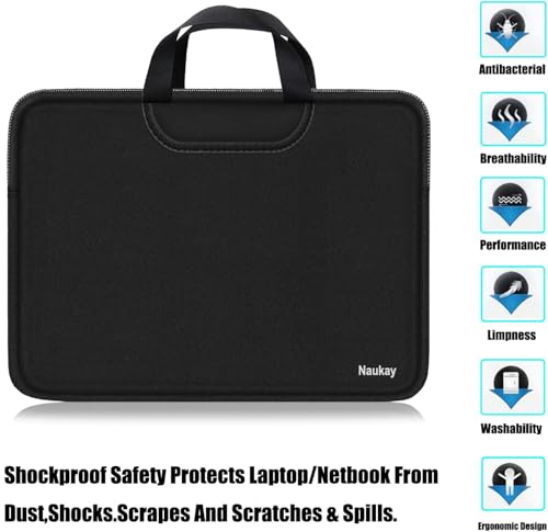 17 inch Laptop Sleeve, Resistant Neoprene Laptop Sleeve with Handle/Notebook Computer Protective Case Cover/Ultrabook Briefcase Carrying Bag for 17 15.6 Inch Laptop, Computer, Tablet - Black - color: Black, size: 17 inch