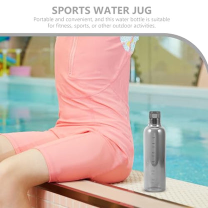 High Temperature Resistant Water Bottle with Time Scale, 500ml Small Gray Glass Portable Water Jug for Students and Home Use
