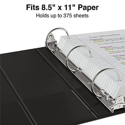 Staples Economy 2" 3‑Ring View Binders, D‑Ring, Black, Clear Overlay for Custom Covers, Holds Up to 480 Sheets – 3/Pack - color: Black, size: 3 Pack, style: 2'' Inch