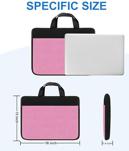 Laptop Case 15.6 inch, Travel Laptop Sleeve Bag Handbag Shockproof Protective Computer Cover Carrying Bag Briefcase for 15" 15.6" HP Asus Acer Dell Lenovo Laptop Notebook Ultrabook, (Black/Pink) - color: Pink, size: 15.6 inch