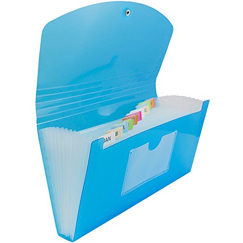 JAM PAPER Accordion Folders - 13 Pocket Plastic Expanding File - Check Size - 5 x 10 1/2 - Blue - 2/Pack - color: Blue, size: Check Size - 2 Pack