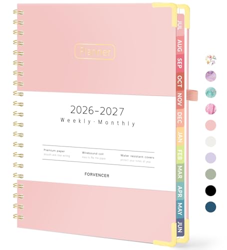 Forvencer Academic Planner 2026-2027, Hardcover Calendar Planner Weekly & Monthly, July 2026 - June 2027, 8.5" x 11", Daily Agenda with Tabs, College School Organizer for Student Teacher, Pink - color: Pink, size: 8.5"x11" (Jul 2026 - Jun 2027)