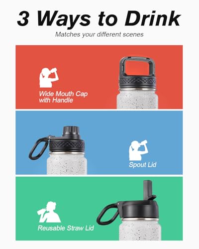 Coolflask 20 oz Insulated Water Bottle with Straw & 3 Leakproof Lids | Water Flask Stainless Steel Triple-Wall Vacuum, Cupholder Friendly, Cold 48+h, Dishwasher Safe, Non-BPA, for Gym & Hiking - color: Arctic White, size: 20 Ounces