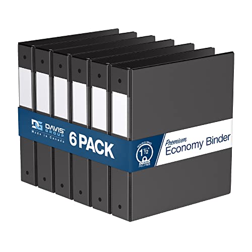 Premium Economy 6-Pack 3-Ring Binders for School or Office, Round-Ring Binders, 1.5 Inch, Black - color: Black, size: 1.5 Inch