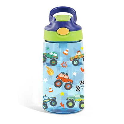 Truck 14oz Water Bottle with Straw - Leakproof BPA-Free Plastic Pop-Up Spout, Reusable Leak Proof Travel Bottle for Outdoor Sports - color: Truck2