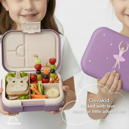 Bento Midi Lunch Box with carrying handle – 4 No-Mix Compartments | Microwave & Dishwasher Safe,Removable Tray | 900ML OZ (Purple Dark Powder Clevapirouette Friend) - color: Purple Dark Powder Clevapirouette Friend