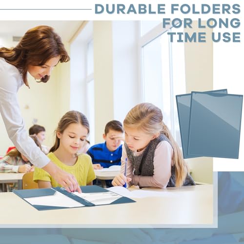 Henoyso 18 Pcs Plastic Folder with Clear Front Pocket and 3 Prong Plastic Folders with Card Slot Pocket Folders with Prongs for School Office (Navy Blue) - color: Navy Blue