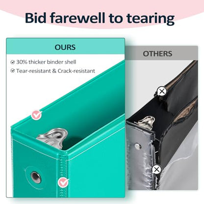 BinderX Extra Durable 3 Ring Binder, Round Rings 1 Inch Binder, Fits 175 Sheets of 8.5x11 Paper, Customizable View Cover with Inside Pockets, Cute 1" Binders, 1 Inch Binders 3 Ring, Pink (Pack of 2) - color: Pink, size: 1 inch (Pack of 2)