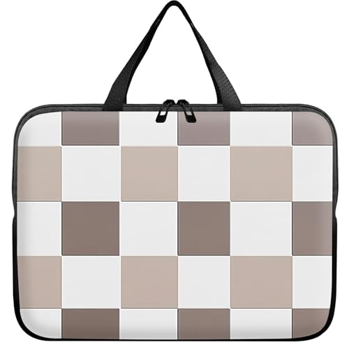 Laptop Sleeve Case Bag 15 inch, Brown Checkered Slim Carrying Case Handbag Travel Laptop Bag for 15 inch MacBook Air M3/M2/15 Pro/Surface Laptop 7/6/5/4/3/ Dell XPS 15 Plus - color: Brown Checkered, size: 15 Inch