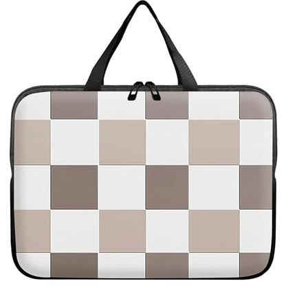 Laptop Sleeve Case Bag 13 inch, Brown Checkered Slim Carrying Case Handbag Travel Laptop Bag for 13 inch MacBook Air M3/M2/Pro M2/ 13" iPad Pro/Air M4/M2 2024 - color: Brown Checkered, size: 13 inch