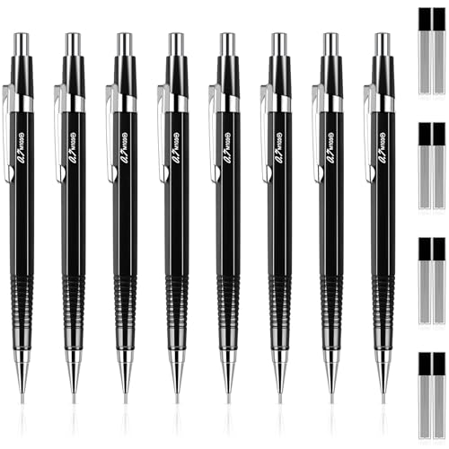 Outus 8 Pcs Mechanical Pencil Metal Retractable Automatic Drafting Pencils Refills for Writing Drawing Signature Sketching Illustration Student Teacher Appreciation Giftsn(0.5 mm,Black) - color: Black, style: 0.5 mm