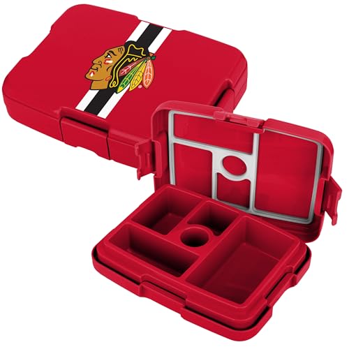 FOCO NHL Unisex-Adult Officially Licensed Team Color Stripe Primary Logo Hockey Leak Proof 5 Compartment Bento Lunch Box - Chicago Blackhawks - color: Chicago Blackhawks