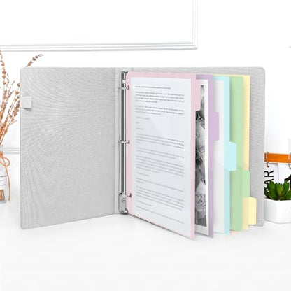 SKYDUE Binder Dividers with Tabs and Pockets – 2 Sets of 10-Pack for 3-Ring Binders, Writable Tabs, Durable & Tear-Resistant, Pink - color: 2 Sets Pink