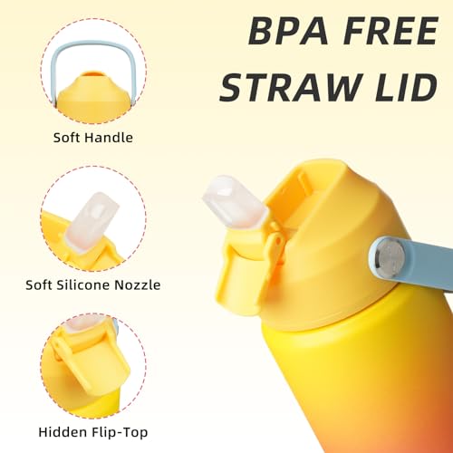 BJPKPK Insulated Water Bottle with Straw Lid, 12oz Thermo Water Bottles with Soft Nozzle, Flex Handle & Non-slip Boot, BPA Free Leak Proof Stainless Steel Metal Thermo, Tumblers, Cups,Rainbow - color: Rainbow, size: 12 Ounces