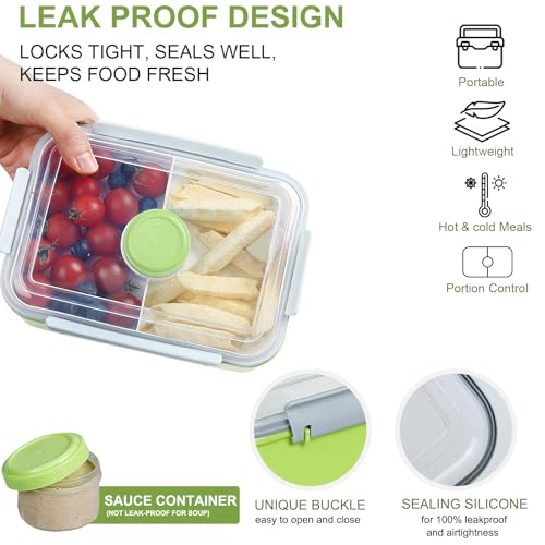 47oz Salad Lunch Container To Go, 3 Pack Salad Bowls Bento Lunch Boxes | Food Storage Meal Prep Containers with Tray/Dressing Containers for Salad, Snacks,Fruit, BPA Free, Microwave Dishwasher Safe - color: Pink & Green & Light Blue