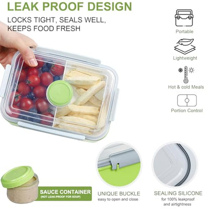 47oz Salad Lunch Container To Go, 3 Pack Salad Bowls Bento Lunch Boxes | Food Storage Meal Prep Containers with Tray/Dressing Containers for Salad, Snacks,Fruit, BPA Free, Microwave Dishwasher Safe - color: Pink & Green & Light Blue
